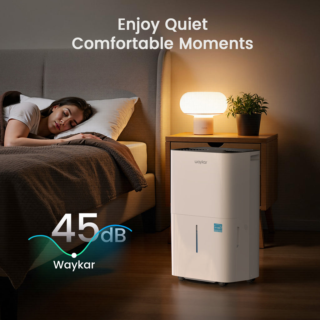 Waykar Dehumidifier, 25 Pint DOE (Max 80 Pint) for Home & Basements, 3500 Sq. Ft, Energy Star, Continuous Drain Hose