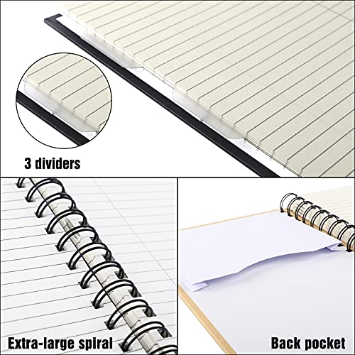 Waykar 4 Pack Ruled Spiral Notebook, A5 Spiral Journal, Hardcover College Ruled Notebooks, 3 Subject with Removable Dividers, 4 Assorted Colors, 5.5"x8.5", for Work, School Supplies, Gifts