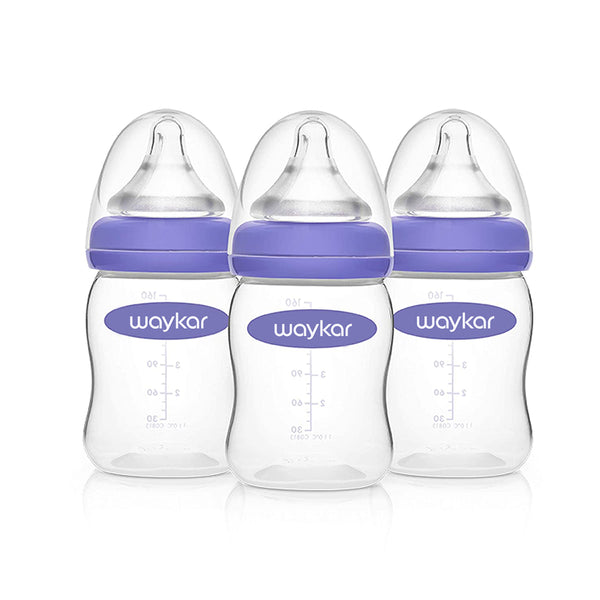 Waykar Baby Bottles for Breastfeeding Babies, 5 Ounces, 3 count