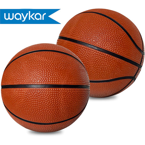 Waykar 5" Rubber Mini Basketball, 2 Pack | Small Basketball Perfect for Mini Hoop Basketball or Kids Basketball | Realistic Bounce | Durable Construction Suitable for Indoor or Outdoor Play