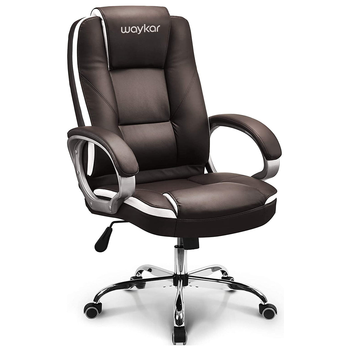 Waykar Chair Office Chair Computer Desk Chair Gaming - Ergonomic High Back Cushion Lumbar Support with Wheels Comfortable Leather Racing Seat Adjustable Swivel Rolling Home Executive (Brown)