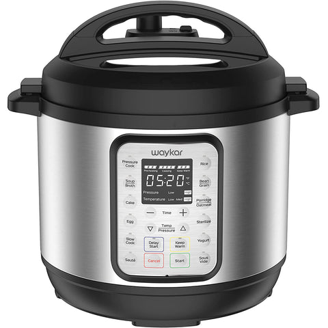 Waykar 9-in-1 Electric Pressure Cooker, Slow Cooker, Rice Cooker, Steamer, Sauté, Yogurt Maker, Warmer & Sterilizer,3 Quart Stainless Steel / Black