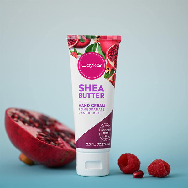 Waykar Hand Cream - Pomegranate Raspberry | Natural Shea Butter Hand Lotion and Skin Care | 24 Hour Hydration with Shea Butter & Oil | 2.5 oz