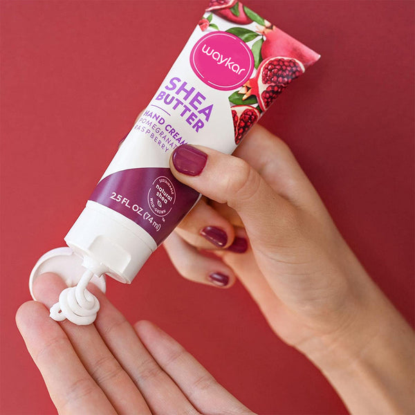 Waykar Hand Cream - Pomegranate Raspberry | Natural Shea Butter Hand Lotion and Skin Care | 24 Hour Hydration with Shea Butter & Oil | 2.5 oz