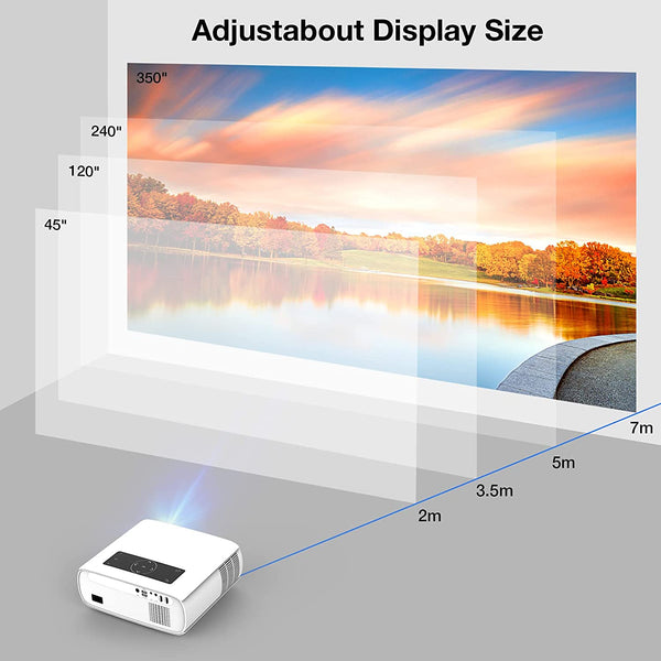 Waykar Native 1080P Projector Full HD, 9,500 Lux Movie Projector with 150,000 Hours LED Lamp Life, Support 4K 350" Home Outdoor Projector for Smartphone/ PC/ Laptop/ PS4/ TV Stick/ EXCEL/ PPT