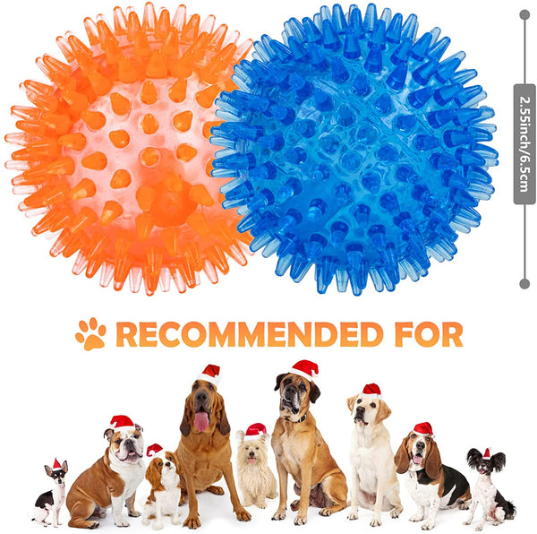 Waykar Puppy Toys Squeaky Balls for Dogs, 4 PCS Durable Dog Toy Balls with High Bounce, TPR Soft Stab Puppy Chew Toys Balls Interactive Dog Toys for Small Medium Pet Dogs